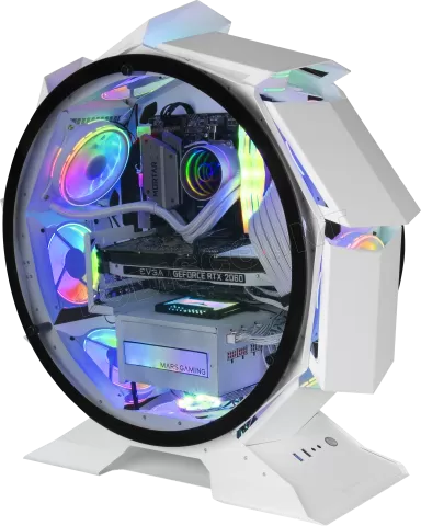 Photo de Boitier Mini Tour Micro ATX Mars Gaming MC-Orb avec panneaux vitrés (Blanc)