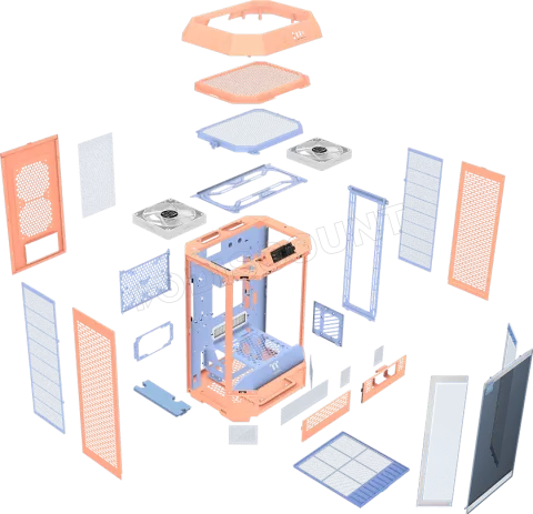 Photo de Boitier Mini Tour Micro ATX Thermaltake The Tower 300 avec panneaux vitrés (Orange/Bleu)