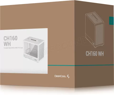 Photo de Boitier Mini Tour Mini ITX DeepCool CH160 avec panneau vitré (Blanc)