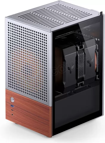 Photo de Boitier Mini Tour Mini ITX Jonsbo T6 avec panneau vitré (Argent/Bois)