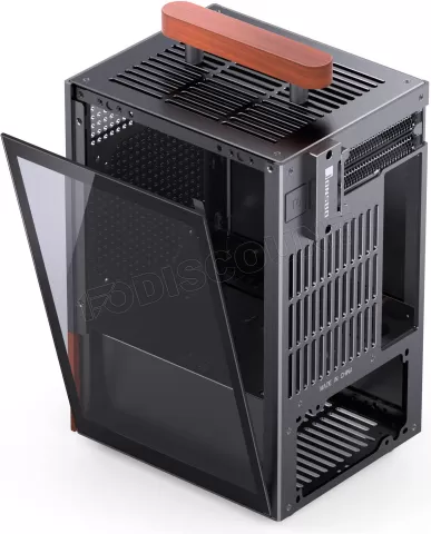 Photo de Boitier Mini Tour Mini ITX Jonsbo T6 avec panneau vitré (Noir/Bois)
