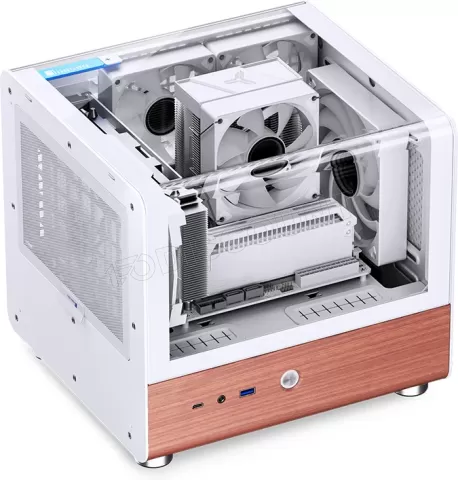 Photo de Boitier Mini Tour Mini ITX Jonsbo TK-0 avec panneaux vitrés (Blanc/Marron)