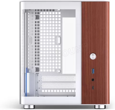 Photo de Boitier Mini Tour Mini ITX Jonsbo TK-0 avec panneaux vitrés (Blanc/Marron)