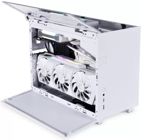 Photo de Boitier Mini Tour Mini ITX Lian-Li Q58 PCIe 3.0 Edition RGB avec panneau vitré (Blanc)