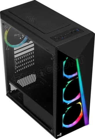 Photo de Boitier Moyen Tour ATX AeroCool Shard Tempered Glass ARGB avec panneau vitré (Noir)