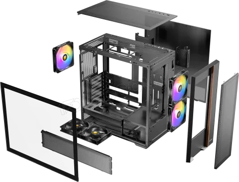 Photo de Boitier Moyen Tour ATX Antec Flux Rear RGB avec panneau vitré (Noir)