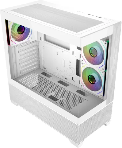 Photo de Boitier Moyen Tour ATX Cooler Master Elite 690 Wood RGB avec panneaux vitrés (Blanc)