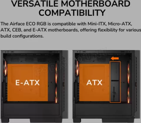 Photo de Boitier Moyen Tour ATX  Cougar Airface ECO RGB avec panneaux vitrés (Noir)