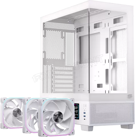 Photo de Boitier Moyen Tour ATX Einarex S501D RGB avec panneaux vitrés (Blanc)