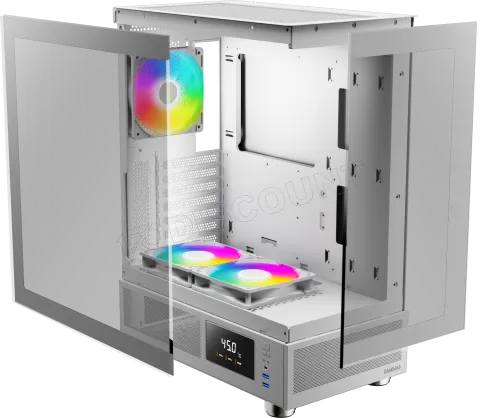 Photo de Boitier Moyen Tour ATX Gamdias Atlas E1 RGB avec panneaux vitrés (Blanc)