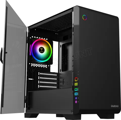 Photo de Boitier Moyen Tour ATX Gamdias Mars M2 RGB avec panneaux vitrés (Noir)