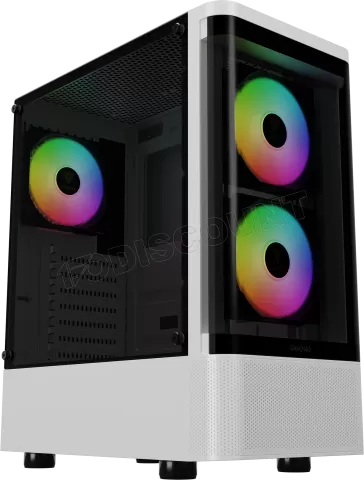 Photo de Boitier Moyen Tour ATX Gamdias Talos E3 CG RGB avec panneaux vitrés (Blanc)