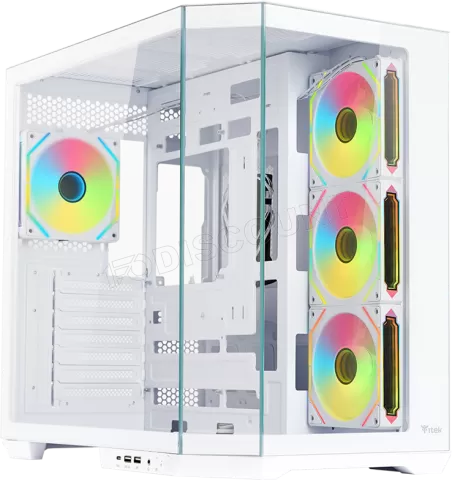 Photo de Boitier Moyen Tour ATX iTek Dark Cave Aku RGB avec panneaux vitrés (Blanc)