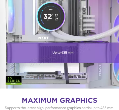 Photo de Boitier Moyen Tour ATX NZXT H9 Flow RGB avec panneaux vitrés (Blanc)