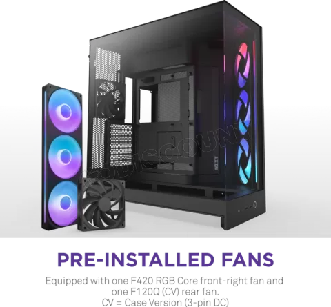 Photo de Boitier Moyen Tour ATX NZXT H9 Flow RGB avec panneaux vitrés (Noir)