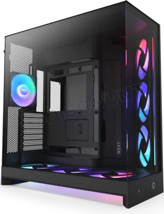 Photo de Boitier Moyen Tour ATX NZXT H9 Flow+ RGB avec panneaux vitrés (Noir)