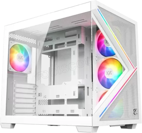 Photo de Boitier Moyen Tour ATX XYZ Qubex RGB avec panneaux vitrés (Blanc)