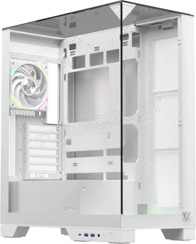 Photo de Boitier Moyen Tour ATX XYZ Trifecta RGB avec panneaux vitrés (Blanc)