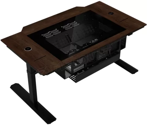 Photo de Bureau Gamer E-ATX Lian-Li DK-07 Wood (Noir/Marron)