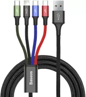 Photo de Cable 4 en 1 Baseus Rapid USB 2.0 type A vers 2xType C, 1 x Micro USB & 1 x Lightning M/M 1,2m (Noir)