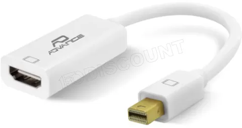 Photo de Câble adaptateur Advance Mini DisplayPort mâle 1.4 vers HDMI femelle (Type A) 10cm (Blanc et Argent)