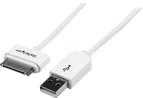 Photo de Câble adaptateur Apple Dock 30 broches StarTech vers USB 2.0 (Type A) 1m (Blanc)