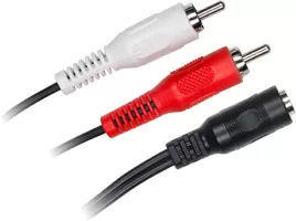 Photo de Câble adaptateur audio D2 Diffusion Jack 3"1/2 Femelle vers 2 x RCA Male 15cm
