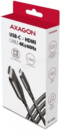 Photo de Câble Adaptateur Axagon USB-C vers HDMI 2.0a 1,8m MM (Noir)