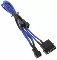Photo de Cable adaptateur d'alimentation Bitfenix Molex vers 3 pins (Noir/Gainé Bleu)