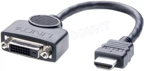 Photo de Câble adaptateur Lindy HDMI vers DVI-I M/F 20cm (Noir)