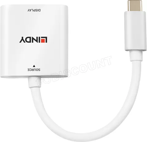 Photo de Câble Adaptateur Lindy USB type C vers HDMI 15cm (Blanc)