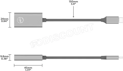 Photo de Cable adaptateur Mobility Lab USB-C vers HDMI Femelle 2.0 20cm (Noir)
