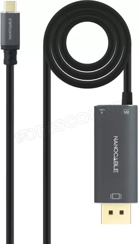 Photo de Cable adaptateur Nanocable USB-C vers DisplayPort 1.8m (Noir)
