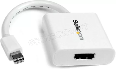 Photo de Câble adaptateur Startech Mini DisplayPort mâle 1.1 vers HDMI femelle (Type A) 12cm (Blanc)