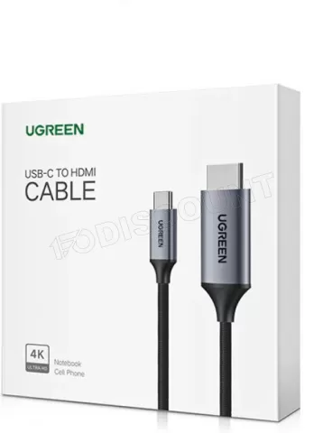 Photo de Cable adaptateur uGreen USB type C vers HDMI 1,5m (Noir/Gris)
