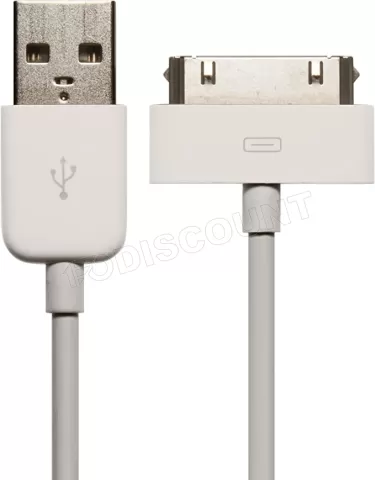Cable adaptateur USB 2.0 Bluestork vers iPhone 30pin 1m (Blanc) à prix bas