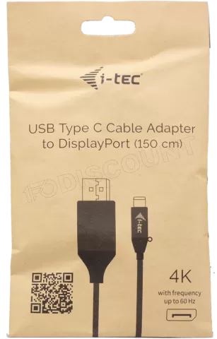 Photo de Cable Adaptateur USB-C I-Tec vers DisplayPort 1,5m M/M (Noir)