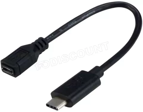 Cable adaptateur USB-C MCL Samar vers Micro USB 2.0 MF 15cm (Noir) à prix  bas