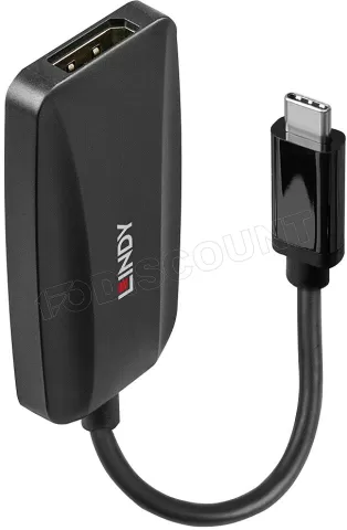 Photo de Cable adaptateur USB Type C Lindy vers DisplayPort 1.4 13cm (Noir)