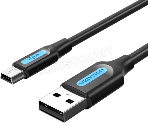 Photo de Cable Adaptateur Vention USB 2.0 mâle vers Mini USB-B mâle 3m (Noir)