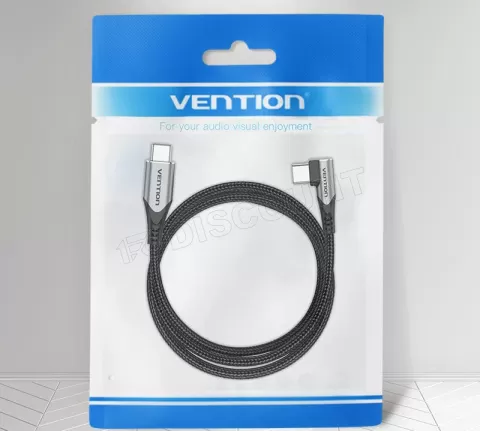 Photo de Cable angle droit Vention USB-C M/M 1m 100W (Gris)
