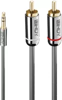 Photo de Cable Audio Jack 3,5mm Lindy vers RCA M/M 50cm (Gris)