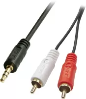 Photo de Cable Audio Lindy 2x RCA vers 1x Jack 3,5mm Mâle 20m (Noir)