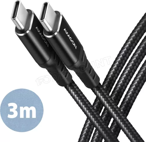 Photo de Câble Axagon BUCM-CM30AB USB-C 2.0 3m M/M 60W (Noir)
