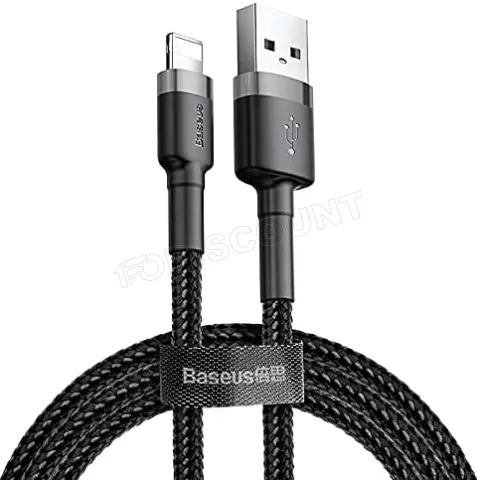 Photo de Cable Baseus Cafule Lightning vers USB Type A - 2m (Noir/Gris)