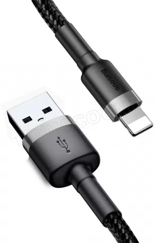 Photo de Cable Baseus Cafule Lightning vers USB Type A - 3m (Noir/Gris)