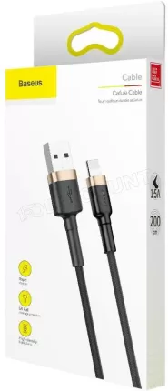 Photo de Cable Baseus Cafule USB 2.0 type A - Lightning M/M 2m (Noir/Or)