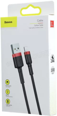 Photo de Cable Baseus Cafule USB Type A - Lightning M/M 1m (Noir/Rouge)