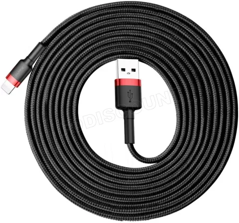 Photo de Cable Baseus Cafule USB Type A - Lightning M/M 3m (Noir/Rouge)