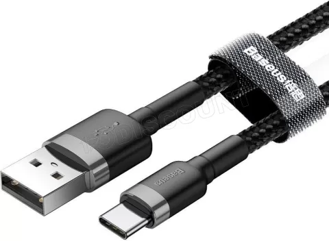 Photo de Câble Baseus Cafule USB Type A - Type C M/M 1m (Noir/Gris)